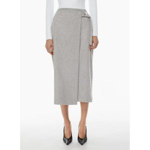 NWOT Babaton Merger wool-cashmere midi wrap skirt in Light Grey Size 0